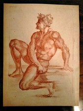 Disegno accademico antico disegno  sanguigna Dessin ancien académique