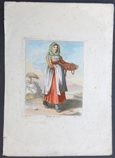 Bartolomeo Pinelli 1810 stampa antica donna di Sessa acquaforte rara