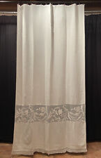 Antico Tendone Tenda Liberty Originale Ricamata A Mano Bordura Tombolo 280x160cm