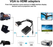  Adattatore da VGA a HDMI con Cavo Audio da 3,5 mm e Cavo di Alimentazione, Conv