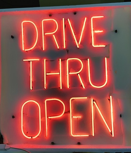 Drive thru open red - thru,