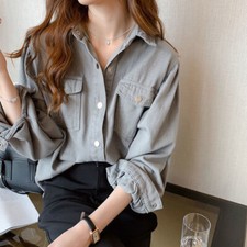 Women Jeans Button Down Coat