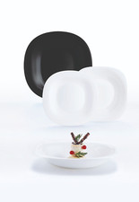 SET 18 PIATTI CARINE BIANCO E NERO LUMINARC - SERVIZIO IN VETRO TEMPERATO