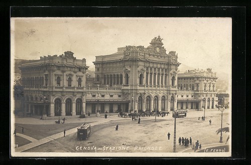 Cartolina genova stazione - genova,,