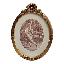 Stampa Antica Angelo Putto di BARTOLOZZI Cornice Ovale Stile Luigi XVI Vintage