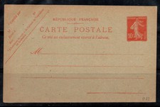 Francia 1907-20 Postale Stazionario 100% Mint 10 C,Cartoline,Seminatore