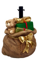 Base per Albero di Natale a Forma di sacco Marrone con Orsetto Pacco Regalo 43cm