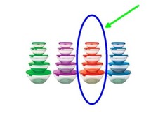 Set 5 Contenitori Cucina in Vetro 150 ml, 200 ml, 350 ml, 500 ml, 900 ml - ROSSO