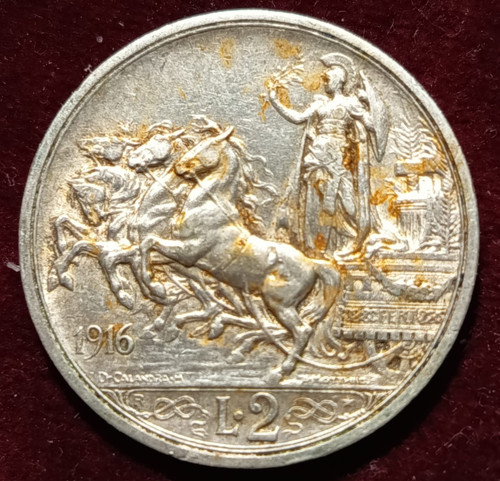 Regno italia 2 lire 1916 - d'italia,