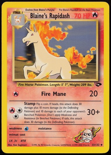 Pokemon tcg blaine rapidash - pokemon, blaine's