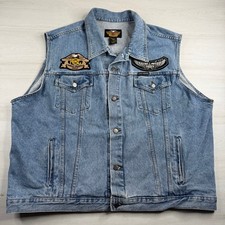 Gilet Vintage Harley Davidson Denim 2003 100° Anniversario HOG Patch Y2K Uomo 2XL