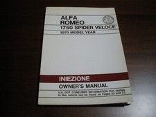 ALFA ROMEO LIBRETTO USO E MANUTENZIONE "1750 GT,SPIDER,BERLINA INIEZIONE 1971