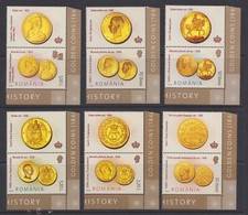 Romania 2006 FRANCOBOLLI Monete Oro MNH POST Re Carol I Re Ferdinando set etichette 
