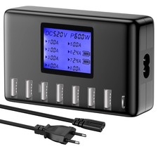 Stazione di ricarica con 8 porte USB C 60W 12A con display LCD per più