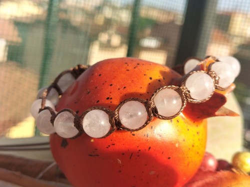Bracciale tibetano quarzo rosa - bracciale,