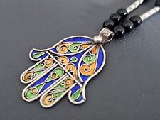 Collana smaltata berbero Hamsa