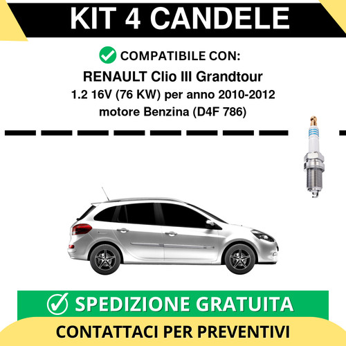 Kit candele per renault - per, clio