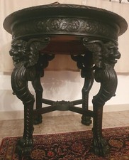 antico tavolo tavolino neorinascimentale ebanizzato legno leoni gargoyl fine 800