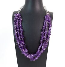 Collana a tre fili in Ametista con chiusura e catena in Argento 925.MadeinItaly