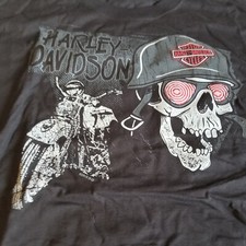 Crazy Eyes Skull Helmeted Harley Davidson Smoky Mountain Tee Shirt Size XL
