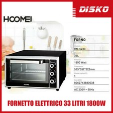 FORNO FORNETTO ELETTRICO 33 LITRI 1800W CON TIMER CUCINA IN ACCIAIO