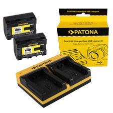 2x Batteria Patona + caricabatteria USB dual per Jvc Everio GZ-MG750BUS