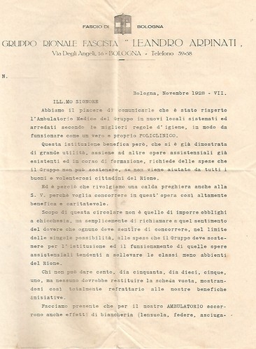 Bologna 1928 circolare - 11.1928.,
