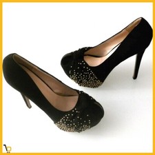 Scarpe Donna Decoltè sandali tacco spillo alto plateau spuntate sandalo nero