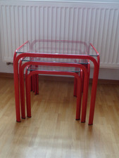 3 tavolini metallo vetro anni