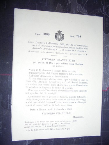Regio decreto del - del, il