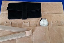 ROTOLO VIAGGIO PORTA OROLOGI IN VELLUTO 4 e 6 POSTI Beige e Nero Made in Italy