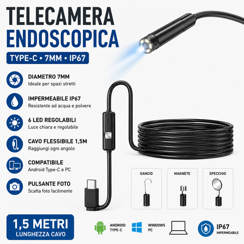 Telecamera endoscopica usb - telecamera,