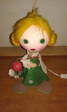 LAMPADA BAMBOLA CON CESTO IN PANNOLENCI VINTAGE DA COLLEZIONE