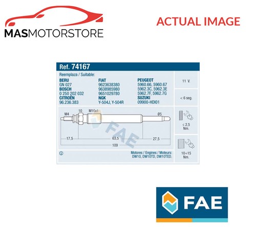 Candelette motore fae 74167 - fae,