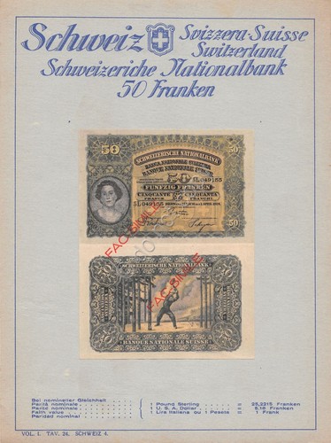 Banconota svizzera franchi - banconota, 50