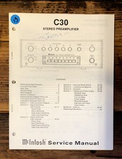 McIntosh C30 C-30 Preamplificatore Manuale di Servizio *Originale*