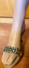 SANDALI SABOT GIOIELLO GIUSEPPE ZANOTTI 37 BRONZO/ORO CON SWAROVSKY HEEL TACCO