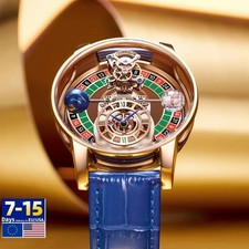 Orologio Quarzo Lusso Design Hollow Uomo 3 Bar Astronomia Casinò Roulette