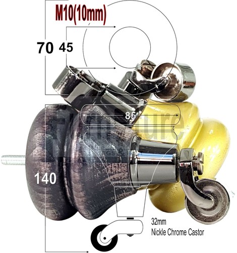 Gamba ruota mobili legno - 4x,