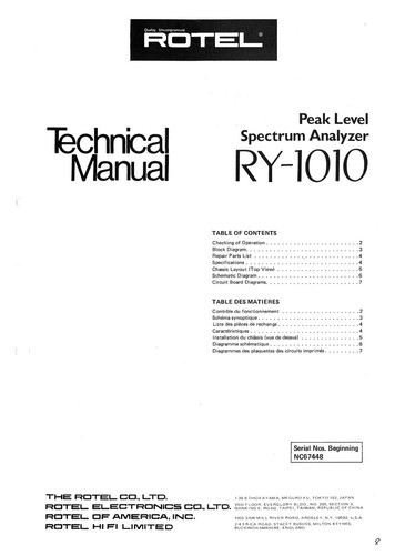 Manuale servizio per rotel - manuale,