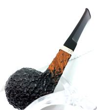 pipa TWIST BRUYERE radica rusticata anello in argento vintage fumata