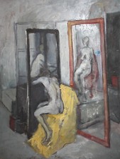 Grande dipinto a olio vintage