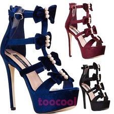 Scarpe donna sandali stivaletti velour velluto gioiello tacchi alti BL7202