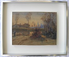 Antonio PASETTO (Arcisate VA 1882- Milano 1972) Paesaggio di campagna e gregge