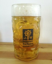 AUGUSTINER boccale di birra grande in vetro bicchiere 2 pinte 1 litro con manico