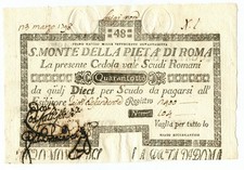 48 SCUDI CEDOLA SACRO MONTE DELLA PIETÀ DI ROMA 01/05/1797 SPL