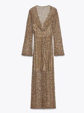 ZARA TG S ABITO MIDI ORO CON