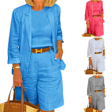 Completo Donna Lino Cotone Blazer e Shorts Coordinati Estate Tg XL
