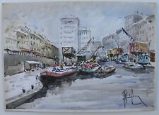 Alfredo ZECCA (La Spezia 1917-Milano 1998) MILANO SABBIONI ALLA DARSENA cm 50x70