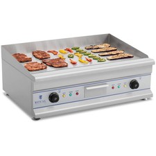 Grill Elettrico Liscio Piastra Inox 230V Due Zone Termiche Fry Top Barbecue 75Cm